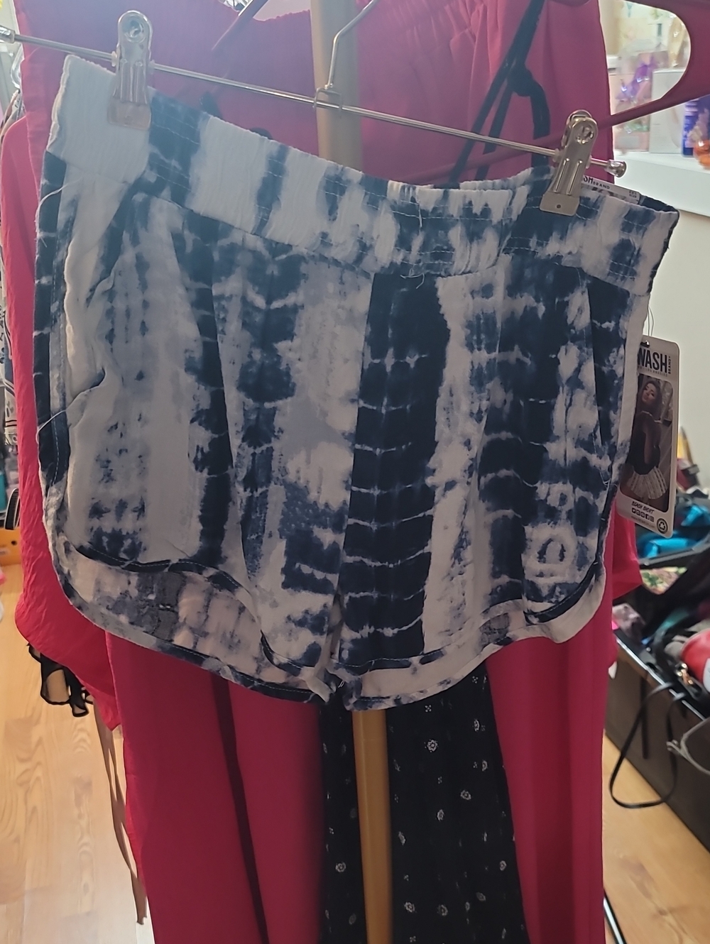 Rewash Navy and White Tie-Dye Lounge Shorts